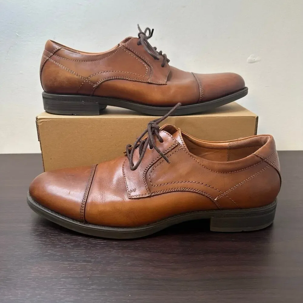 Florsheim Brown Leather Midtown Cap Toe Lace-Up Oxford Dress Shoes Size 10 Men's